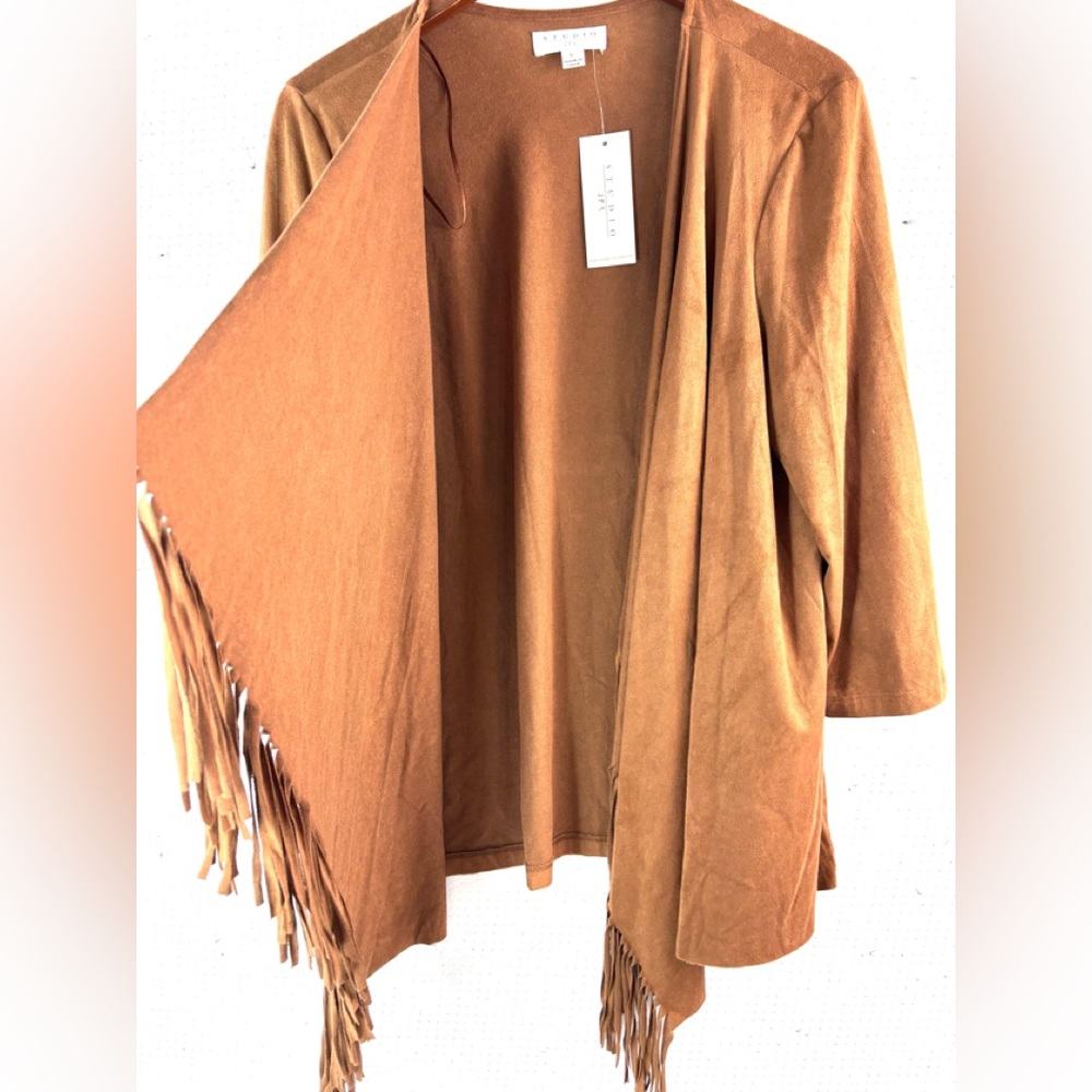 Studio JPR L Western Faux Suede Fringe Jacket Top